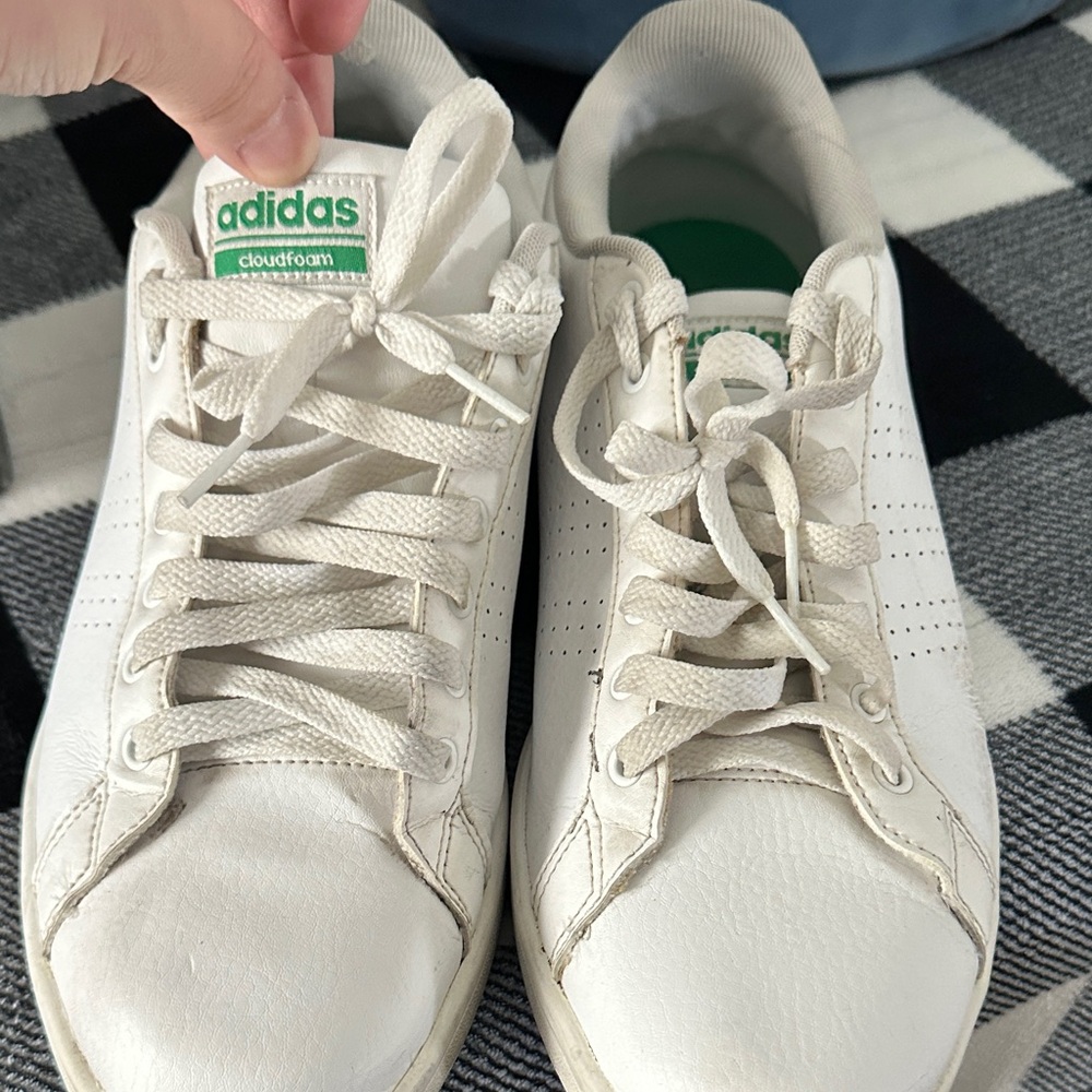 Adidas Cloudfoam White and Green Sneakers